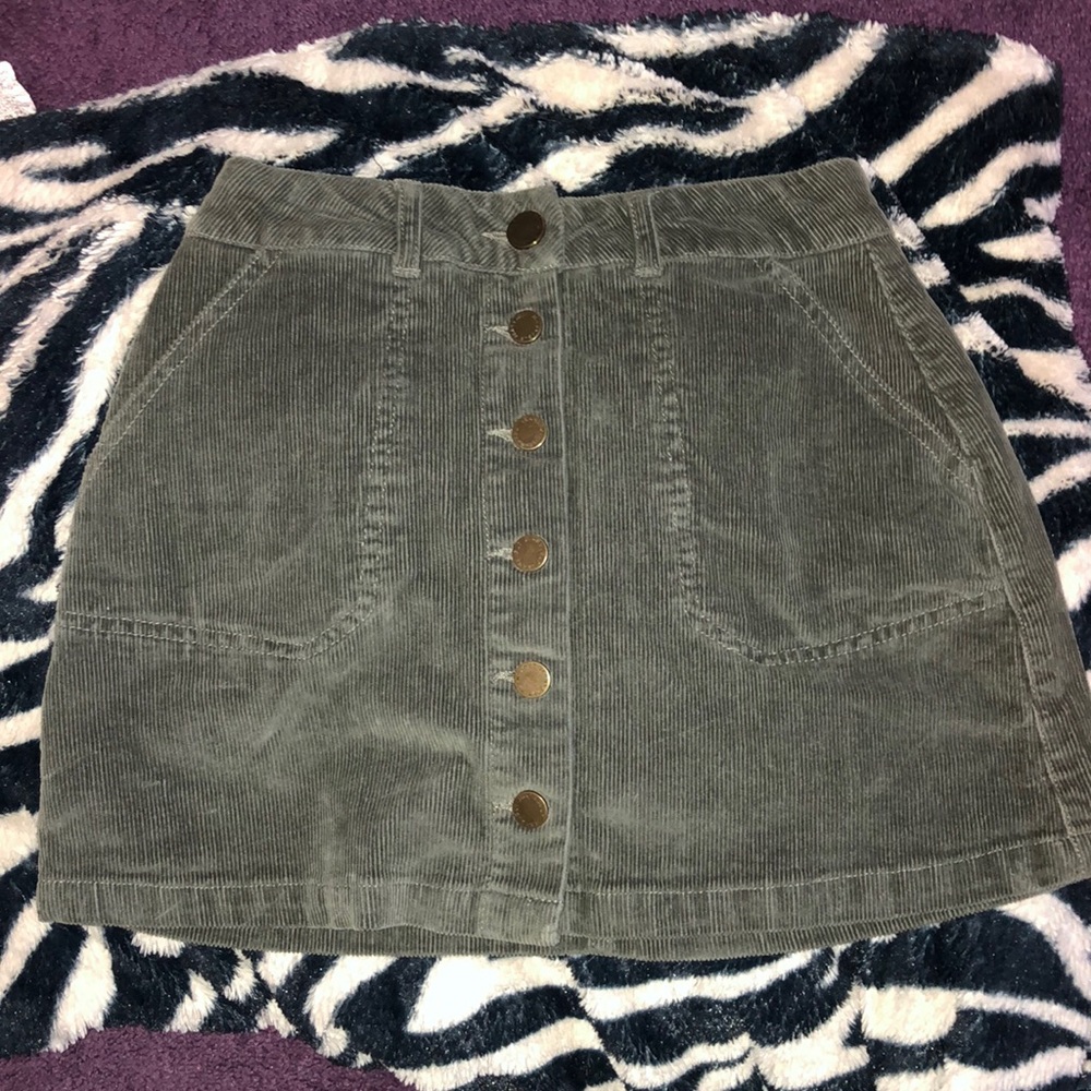 Corduroy green skirt